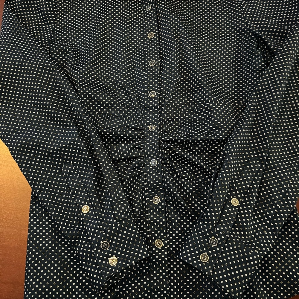 New York & Co Cobalt Blue Blouse with Small white dots. Size M - Picture 2 of 7